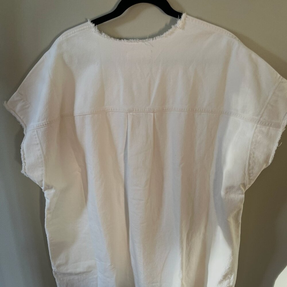 NWOT Everlane Denim Workwear Dress w/ Frayed Hem - Bone - Size XXL - Picture 6 of 15